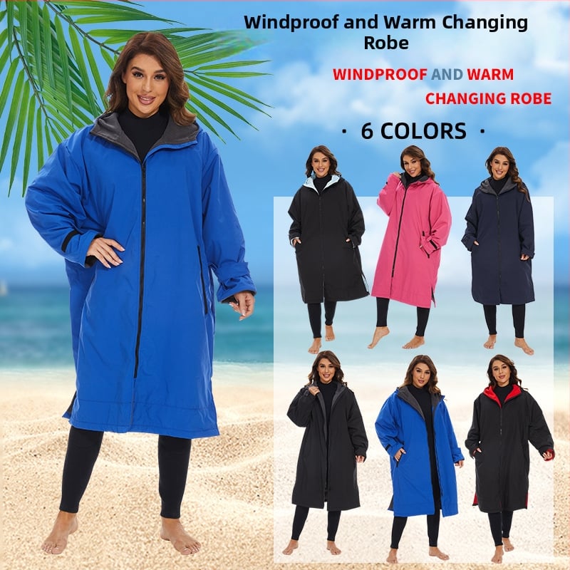 Talvine ujumis-žiin häälik rätik-mantel kapuuts tuulekindluseks välitingimustes – 85% polüamiid, 15% nailon, 150D, üle 500 g, superfin kiud