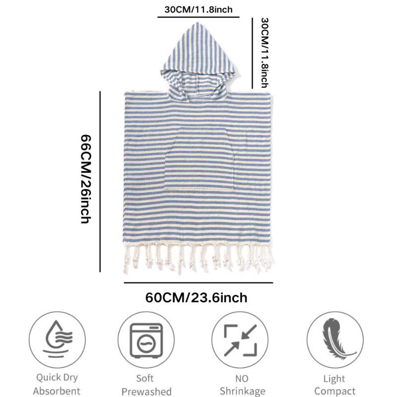 Puuvillane Türgi ponšo rätik kapuutsiga, rannas ja surfamise jaoks (Bränd: SHENGPENG; Lõngaspetsiﬁkatsioon: 21; Tootmisprotsess: õmblemine, lihtne kude; Kohandamine: Jah; Kohandatav: Jah)