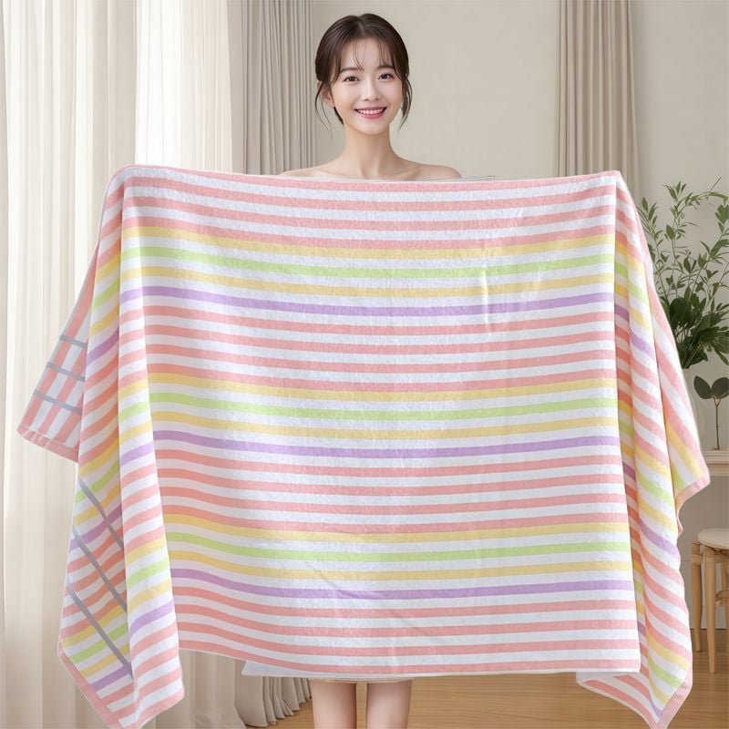 Õhuke vannirätik puuvillast, pehme ja imav, Jacquard 150D, kaal alla 100 g