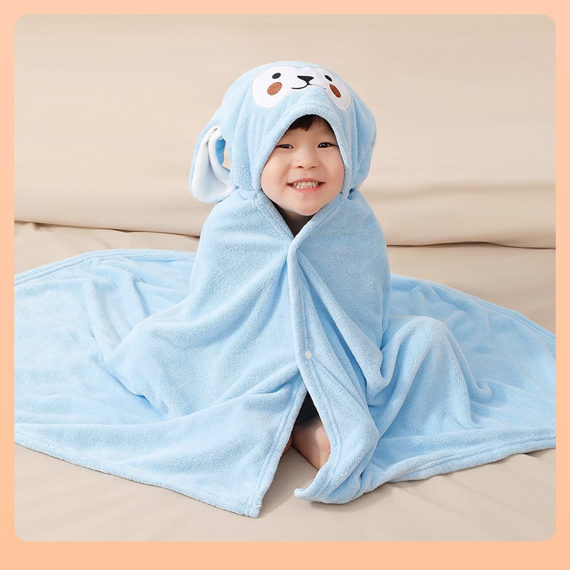 Laste korallvelu vannirõivas kapuutsiga ja cape, paks, imav, tikitud, 150D, 300–400 g, kaasaskantav beebi vannito dvielis