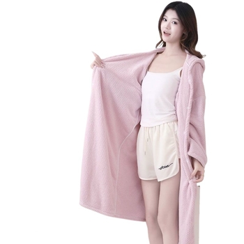 Halat de baie cu glugă, antibacterian, microfibră, absorbent, uscare rapidă, pentru femei.