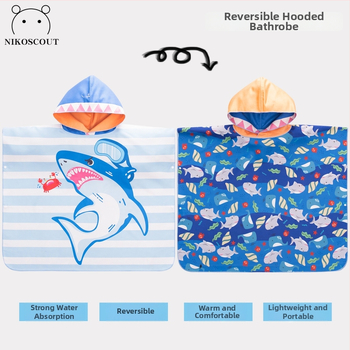 Nikoscout Nick Family Laste kiire kuivanud ujumisrätik-mantel, kaasaskantav kamps, kahepoolselt imav vannitoa haljas, 500 g või rohkem