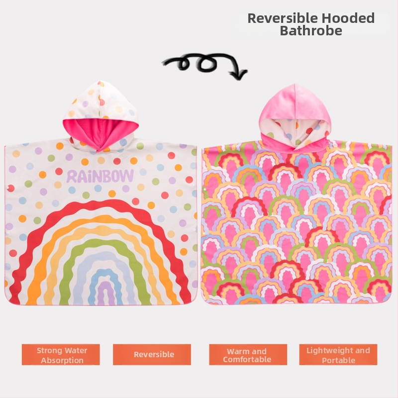 Nikoscout Nick Family Laste kiire kuivanud ujumisrätik-mantel, kaasaskantav kamps, kahepoolselt imav vannitoa haljas, 500 g või rohkem