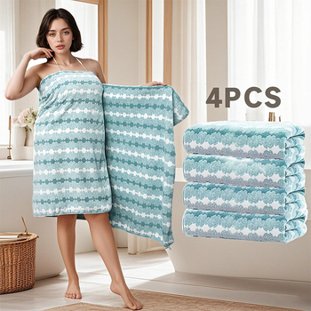 4-osaline vannitoarätikute komplekt Lantern Flower muster, materjal korallfliis, 150D kiud, lihtne kudumine, 200–300 g