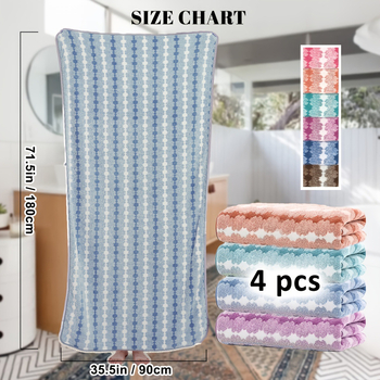 4-osaline vannitoarätikute komplekt Lantern Flower muster, materjal korallfliis, 150D kiud, lihtne kudumine, 200–300 g