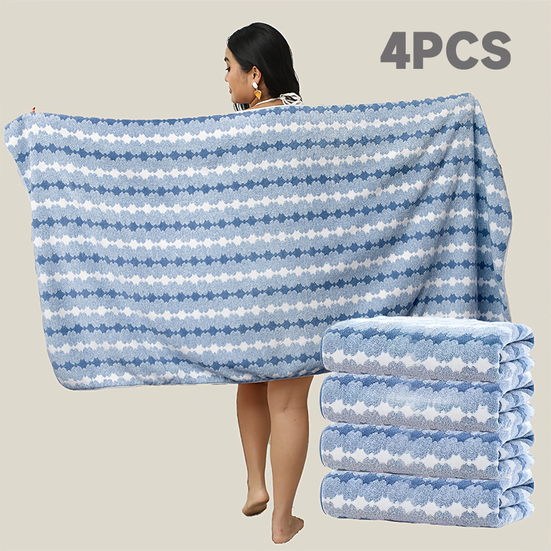 4-osaline vannitoarätikute komplekt Lantern Flower muster, materjal korallfliis, 150D kiud, lihtne kudumine, 200–300 g