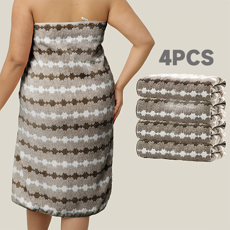 4-osaline vannitoarätikute komplekt Lantern Flower muster, materjal korallfliis, 150D kiud, lihtne kudumine, 200–300 g