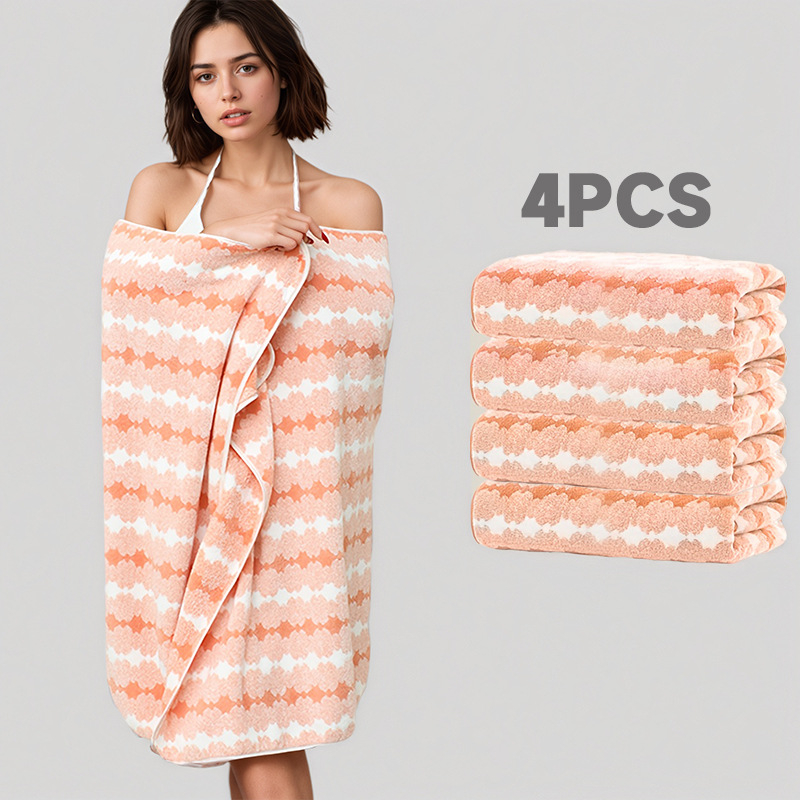 4-osaline vannitoarätikute komplekt Lantern Flower muster, materjal korallfliis, 150D kiud, lihtne kudumine, 200–300 g