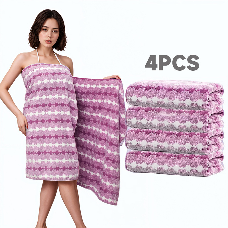 4-osaline vannitoarätikute komplekt Lantern Flower muster, materjal korallfliis, 150D kiud, lihtne kudumine, 200–300 g