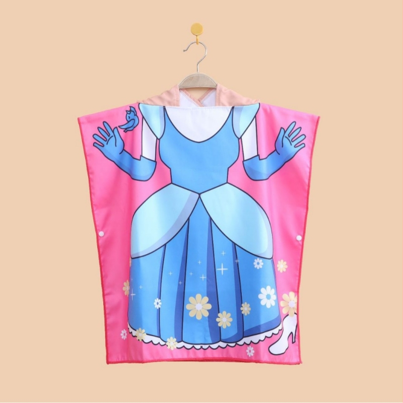 Laste kapuutsiga mikrofiiberist vannitükk, kiiresti kuivav, kahekülgne veluur, GSM 170-200, imav ja soe, multikas trükiga