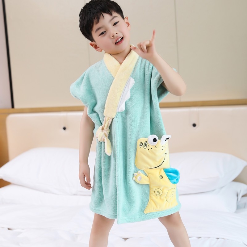Prosop de baie cu glugă din coral fleece pentru copii — Wu xiu fang, 200–300 g, fir 150D, țesătură simplă