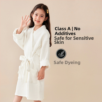 Halat de baie pentru copii, 100% bumbac, terry, absorbant și uscare rapidă, unisex