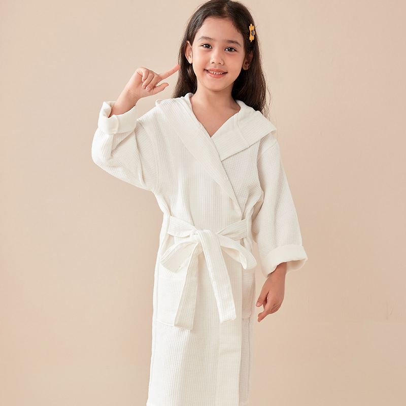 Halat de baie pentru copii, 100% bumbac, terry, absorbant și uscare rapidă, unisex