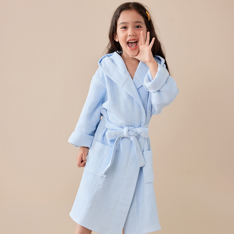 Halat de baie pentru copii, 100% bumbac, terry, absorbant și uscare rapidă, unisex