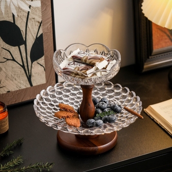 Dvigubo sluoksnio stiklinė vaisių lėkštė, retro nostalgijos stilius, Qian prekės ženklas, gimtadienio dovana, Kalėdų dovana