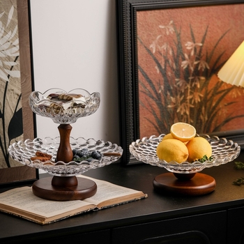 Dvigubo sluoksnio stiklinė vaisių lėkštė, retro nostalgijos stilius, Qian prekės ženklas, gimtadienio dovana, Kalėdų dovana