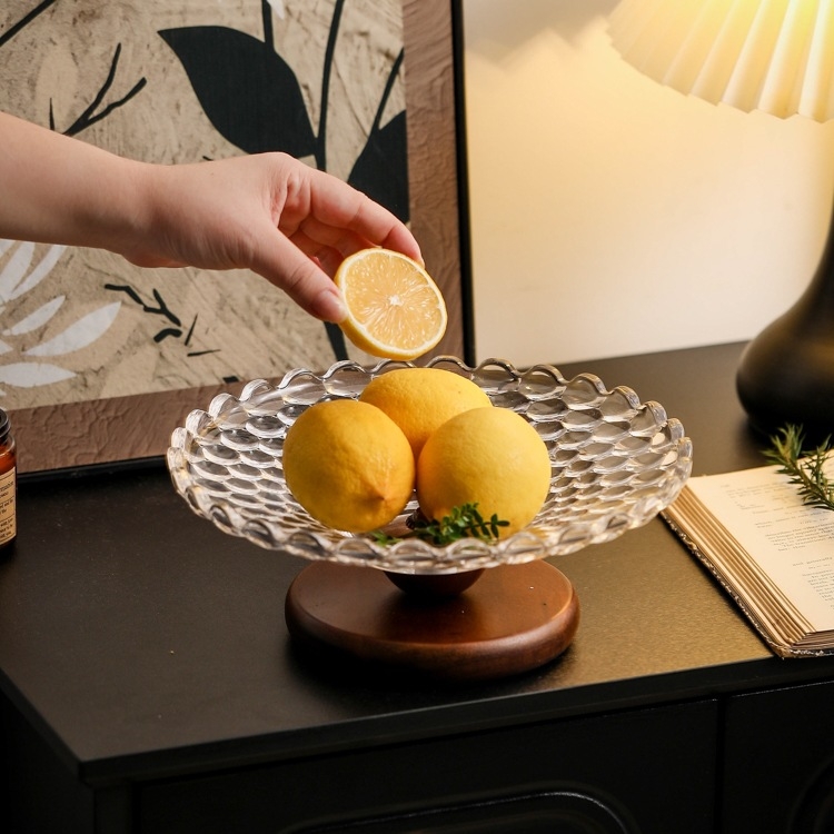 Dvigubo sluoksnio stiklinė vaisių lėkštė, retro nostalgijos stilius, Qian prekės ženklas, gimtadienio dovana, Kalėdų dovana