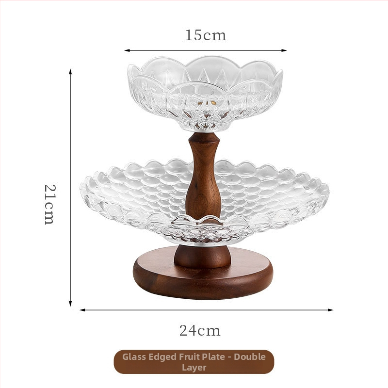 Dvigubo sluoksnio stiklinė vaisių lėkštė, retro nostalgijos stilius, Qian prekės ženklas, gimtadienio dovana, Kalėdų dovana