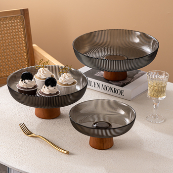 Чиния за плодове с високи крака и стъклена повърхност, новокитайски стил (Материал: стъкло; Категория: чиния за плодове; Марка: Xingjia; Пускане на пазара: 2023; Стил: Новокитайски стил)