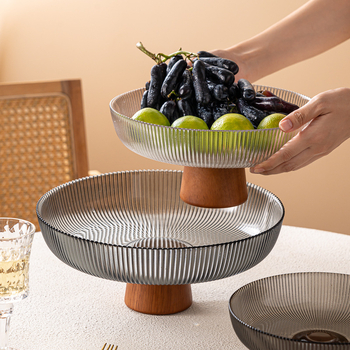 Чиния за плодове с високи крака и стъклена повърхност, новокитайски стил (Материал: стъкло; Категория: чиния за плодове; Марка: Xingjia; Пускане на пазара: 2023; Стил: Новокитайски стил)