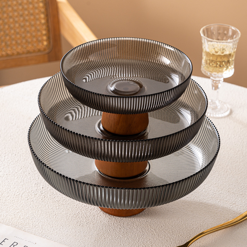 Чиния за плодове с високи крака и стъклена повърхност, новокитайски стил (Материал: стъкло; Категория: чиния за плодове; Марка: Xingjia; Пускане на пазара: 2023; Стил: Новокитайски стил)