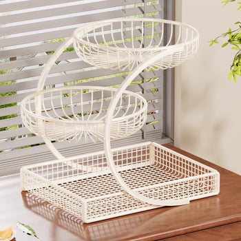 MUGG Метален многоетажен поднос за плодове за маса — модерен минималистичен стил, мрежест дизайн