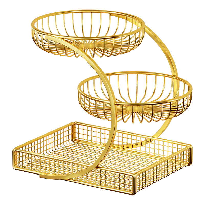 MUGG Метален многоетажен поднос за плодове за маса — модерен минималистичен стил, мрежест дизайн