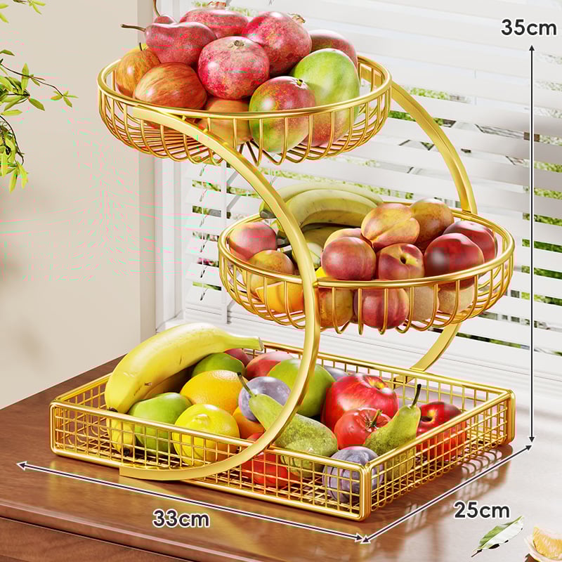 MUGG Метален многоетажен поднос за плодове за маса — модерен минималистичен стил, мрежест дизайн