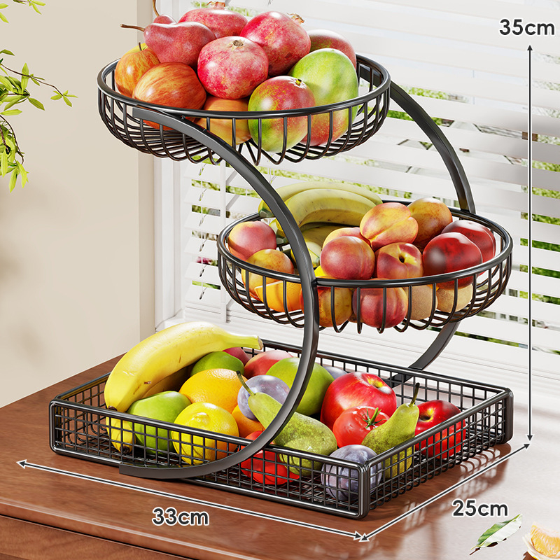 MUGG Метален многоетажен поднос за плодове за маса — модерен минималистичен стил, мрежест дизайн