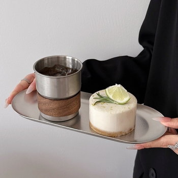 Неръждаема стомана, скандинавски стил, кръгла чиния – премиум качество, прост стил