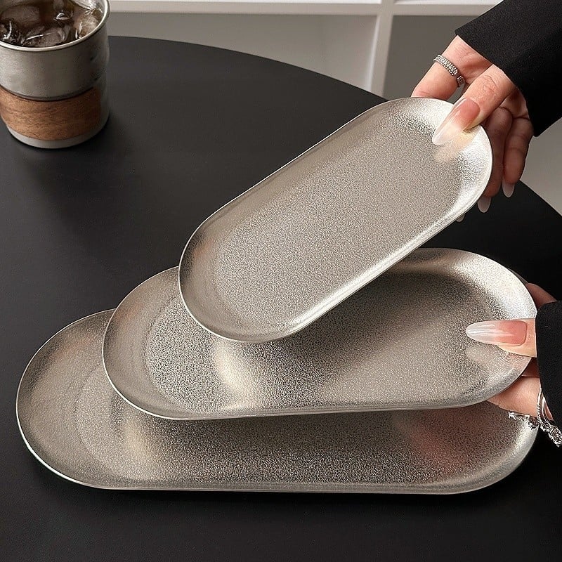 Неръждаема стомана, скандинавски стил, кръгла чиния – премиум качество, прост стил