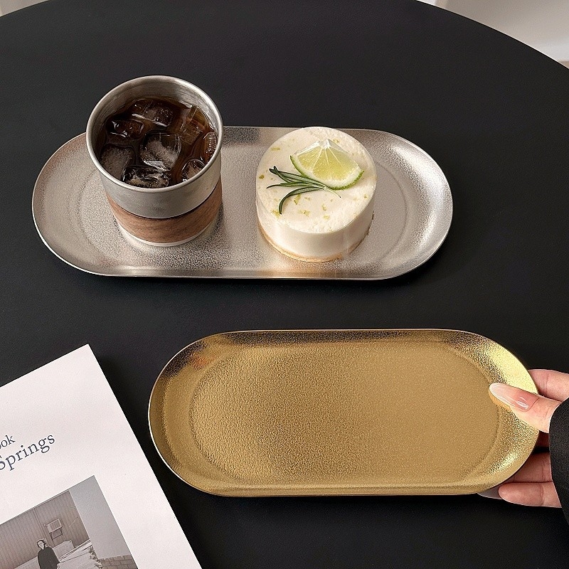 Неръждаема стомана, скандинавски стил, кръгла чиния – премиум качество, прост стил