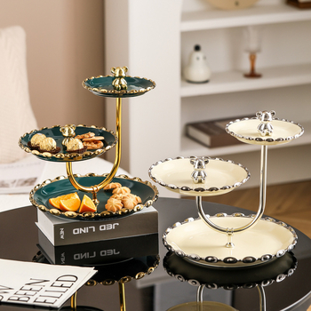 Lanqiang Keraamika Portselanist Puuviljade Taldrik — Hea Luksusstiil, Mitmetasandiline Magustoidu Taldrik Kodus Elutoa Lauale, Suvi 2022