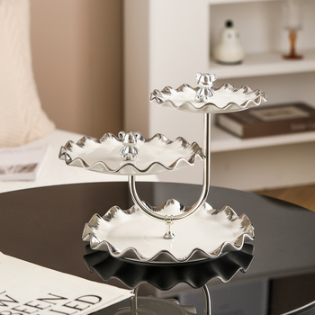 Lanqiang Keraamika Portselanist Puuviljade Taldrik — Hea Luksusstiil, Mitmetasandiline Magustoidu Taldrik Kodus Elutoa Lauale, Suvi 2022