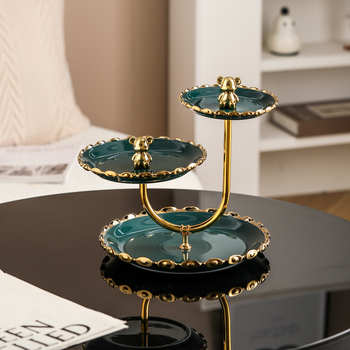 Lanqiang Keraamika Portselanist Puuviljade Taldrik — Hea Luksusstiil, Mitmetasandiline Magustoidu Taldrik Kodus Elutoa Lauale, Suvi 2022