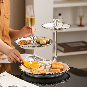 Lanqiang Keraamika Portselanist Puuviljade Taldrik — Hea Luksusstiil, Mitmetasandiline Magustoidu Taldrik Kodus Elutoa Lauale, Suvi 2022