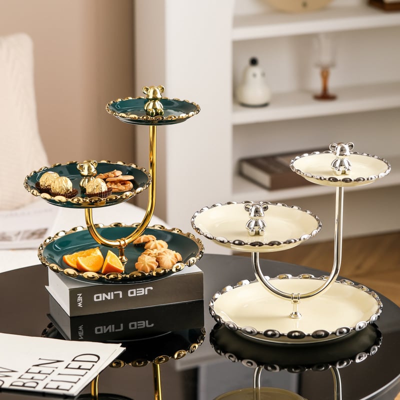 Lanqiang Keraamika Portselanist Puuviljade Taldrik — Hea Luksusstiil, Mitmetasandiline Magustoidu Taldrik Kodus Elutoa Lauale, Suvi 2022