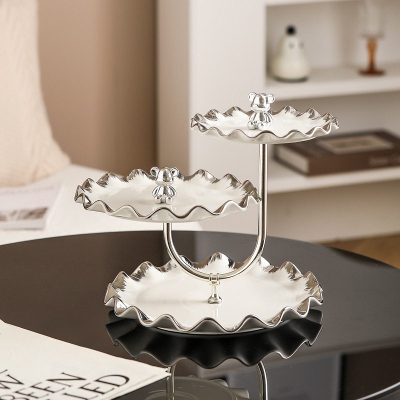 Lanqiang Keraamika Portselanist Puuviljade Taldrik — Hea Luksusstiil, Mitmetasandiline Magustoidu Taldrik Kodus Elutoa Lauale, Suvi 2022