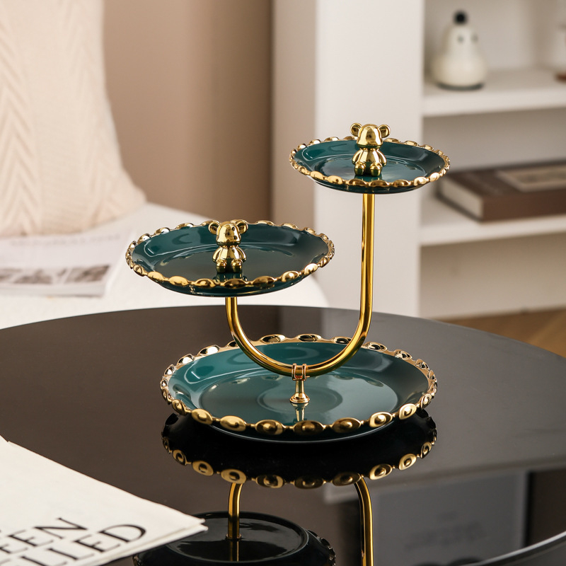 Lanqiang Keraamika Portselanist Puuviljade Taldrik — Hea Luksusstiil, Mitmetasandiline Magustoidu Taldrik Kodus Elutoa Lauale, Suvi 2022