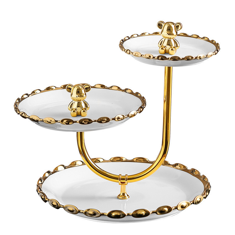 Lanqiang Keraamika Portselanist Puuviljade Taldrik — Hea Luksusstiil, Mitmetasandiline Magustoidu Taldrik Kodus Elutoa Lauale, Suvi 2022