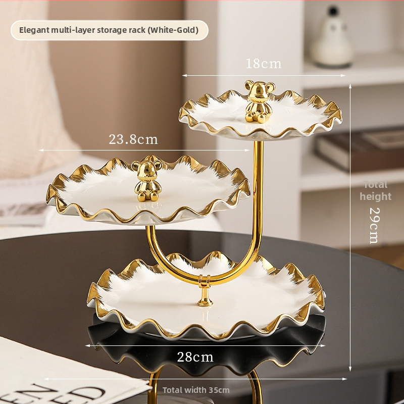 Lanqiang Keraamika Portselanist Puuviljade Taldrik — Hea Luksusstiil, Mitmetasandiline Magustoidu Taldrik Kodus Elutoa Lauale, Suvi 2022