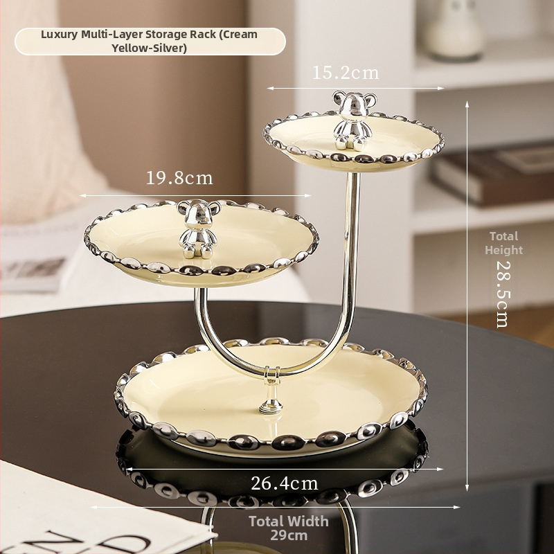 Lanqiang Keraamika Portselanist Puuviljade Taldrik — Hea Luksusstiil, Mitmetasandiline Magustoidu Taldrik Kodus Elutoa Lauale, Suvi 2022