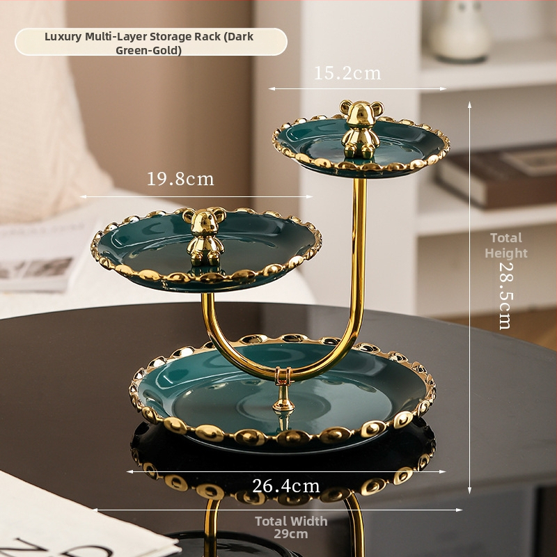 Lanqiang Keraamika Portselanist Puuviljade Taldrik — Hea Luksusstiil, Mitmetasandiline Magustoidu Taldrik Kodus Elutoa Lauale, Suvi 2022