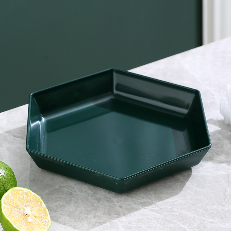 Hexagoninis didelis vaisių padėklas Naujiesiems Metams – namų svetainė, kavos staliukas, užkandžių padėklas, plastikas, pritaikymas galimas, stilius Light Luxury, prekės ženklas McInch/Mingsket