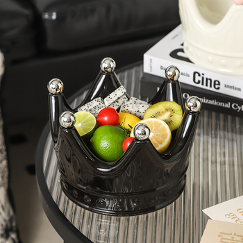 Portselani krooni kujuline puuviljade taldrik koos puuviljakahvaga, kerge luksuslik retro stiil, premium kvaliteet