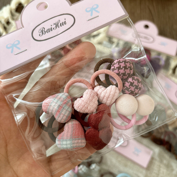 Dodatci za kosu od tkanine u obliku srca s kariranim uzorkom – ručno rađeno, dječja serija princeza (gumice za kosu i vrpce za kosu)