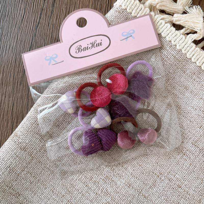 Dodatci za kosu od tkanine u obliku srca s kariranim uzorkom – ručno rađeno, dječja serija princeza (gumice za kosu i vrpce za kosu)