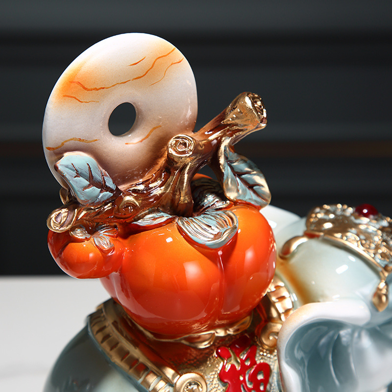 Двойка слонови фигури от синтетична смола, китайски стил, декоративна композиция за дневна, подарък за нов дом