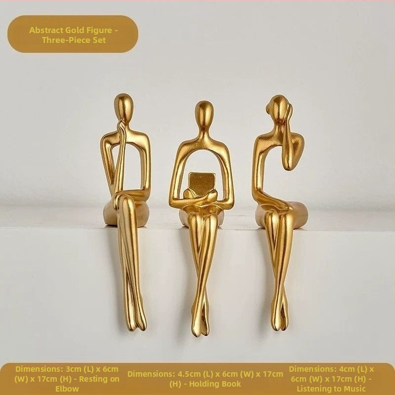 Abstrakta sēdoša figūra – dekoratīva statuja TV skapim un grāmatu plauktam, materiāls sveķi, Skandināvu stils, dzimšanas dienas dāvana