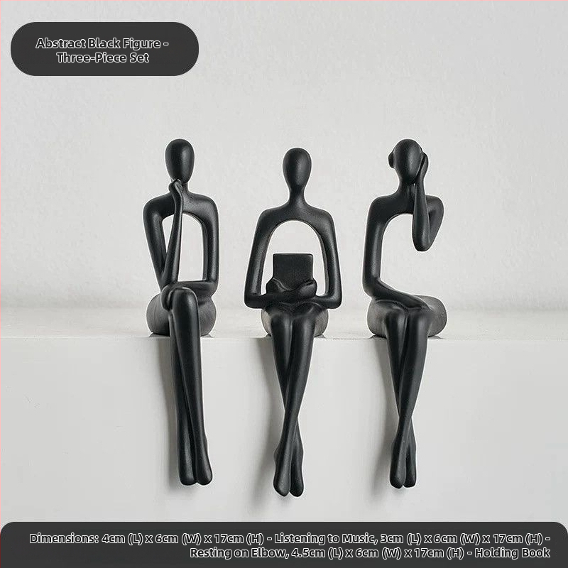 Abstrakta sēdoša figūra – dekoratīva statuja TV skapim un grāmatu plauktam, materiāls sveķi, Skandināvu stils, dzimšanas dienas dāvana